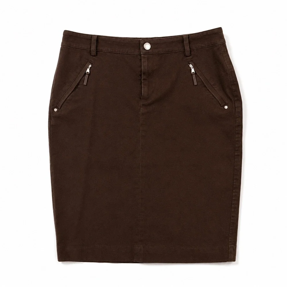 Ralph Lauren Chocolate Brown Pencil Skirt Womens Size 8 Zip Classic Quiet Luxury